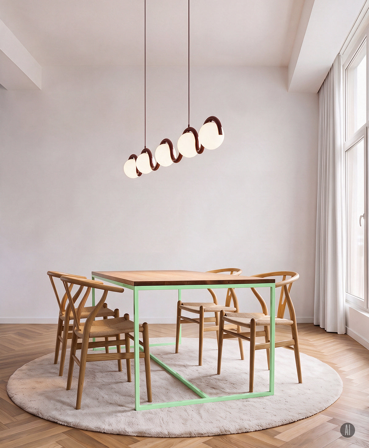 Tisch Massivholz & Stahlgestell mit Mittelstrebe TALON