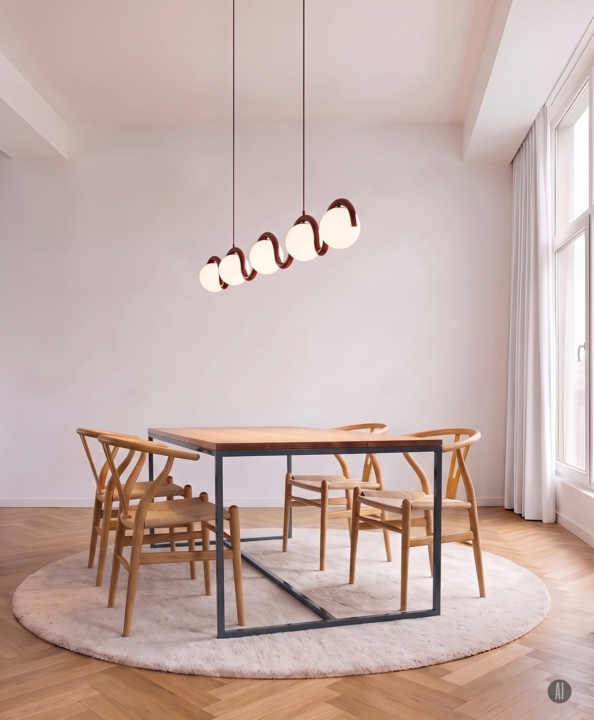 Tisch Massivholz & Stahlgestell mit Mittelstrebe TALON
