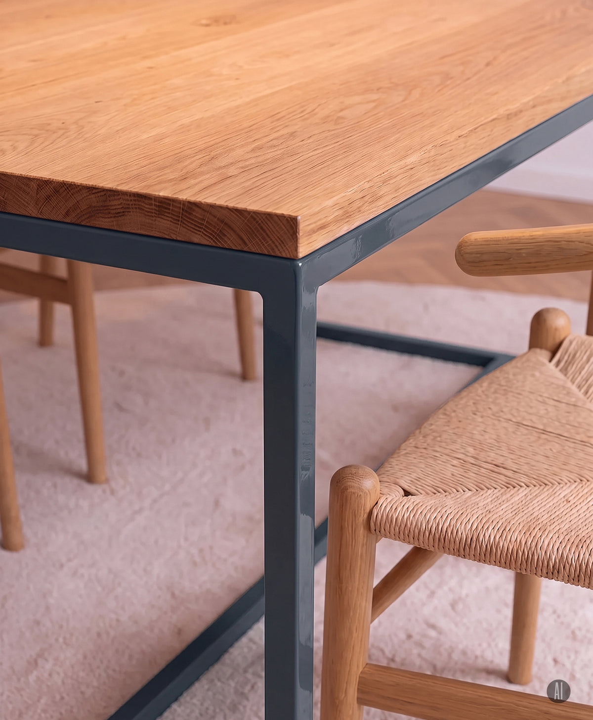 Tisch Massivholz TALON Stahlgestell mit Mittelstrebe kaufen