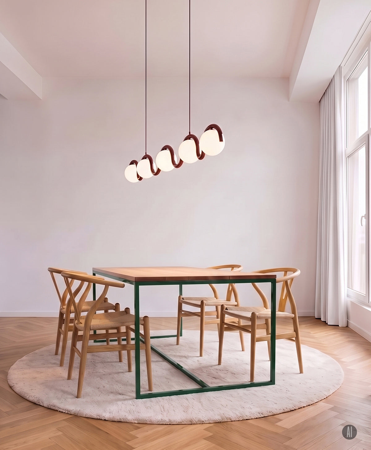 Tisch Massivholz & Stahlgestell mit Mittelstrebe TALON