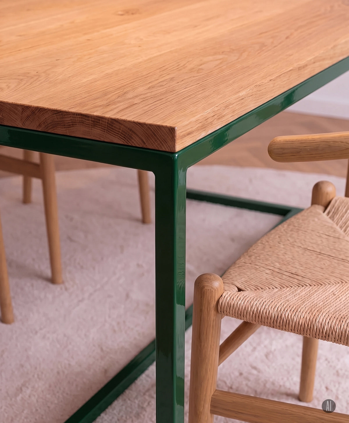 Tisch Massivholz & Stahlgestell mit Mittelstrebe TALON