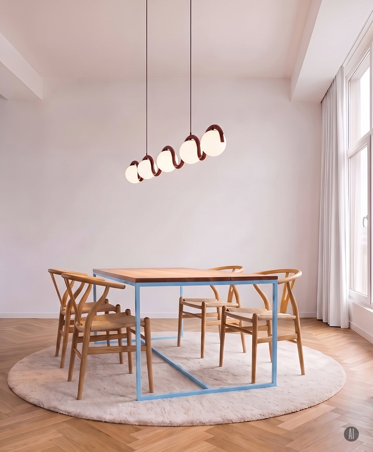 Tisch Massivholz & Stahlgestell mit Mittelstrebe TALON