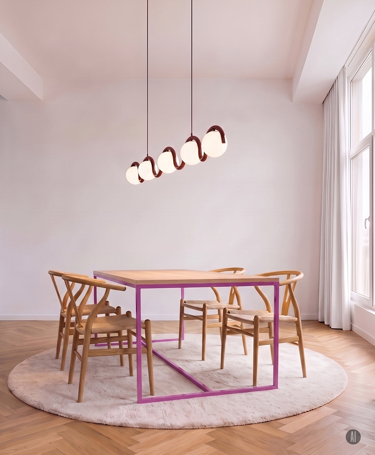 Tisch Massivholz & Stahlgestell mit Mittelstrebe TALON