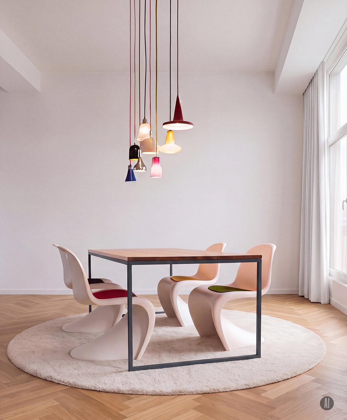 Tisch Massivholz & Stahlgestell ohne Mittelstrebe TALON