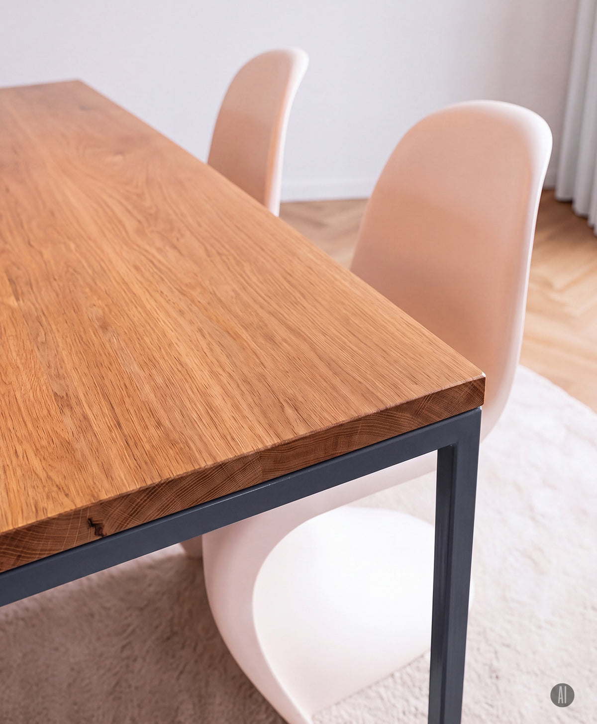 Tisch Massivholz & Stahlgestell ohne Mittelstrebe TALON