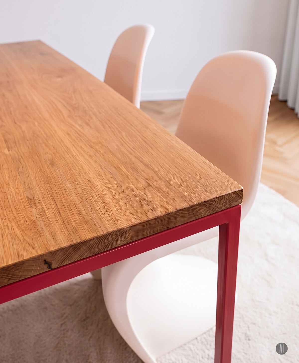 Tisch Massivholz & Stahlgestell ohne Mittelstrebe TALON