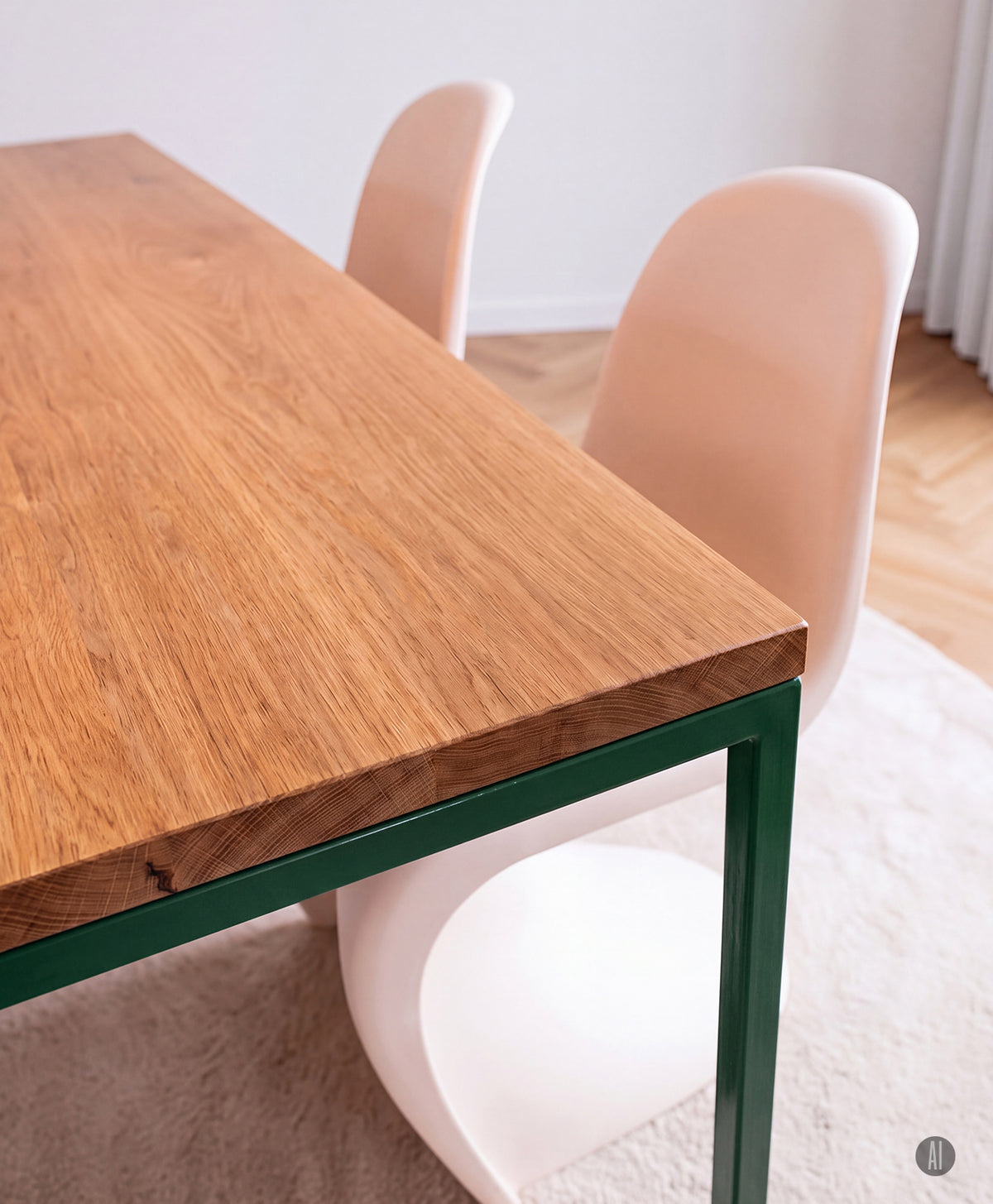 Tisch Massivholz & Stahlgestell ohne Mittelstrebe TALON