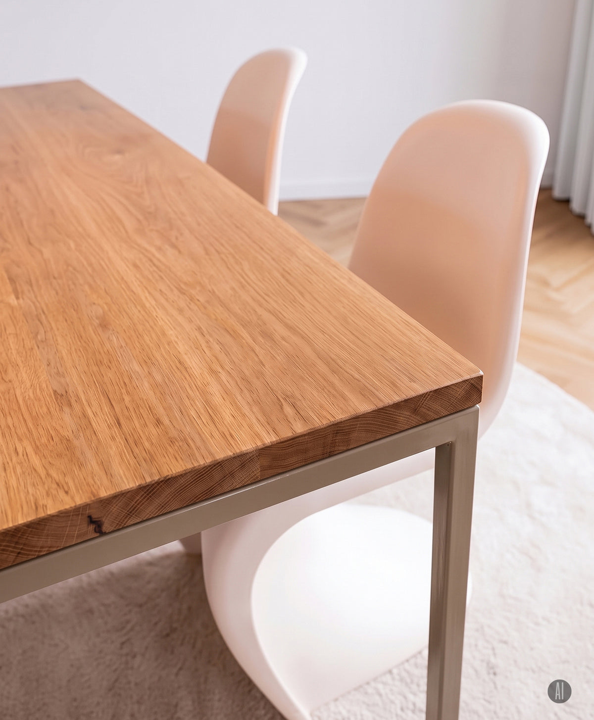 Tisch Massivholz & Stahlgestell ohne Mittelstrebe TALON
