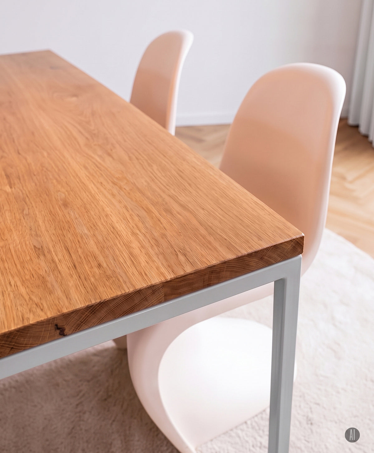 Tisch Massivholz & Stahlgestell ohne Mittelstrebe TALON