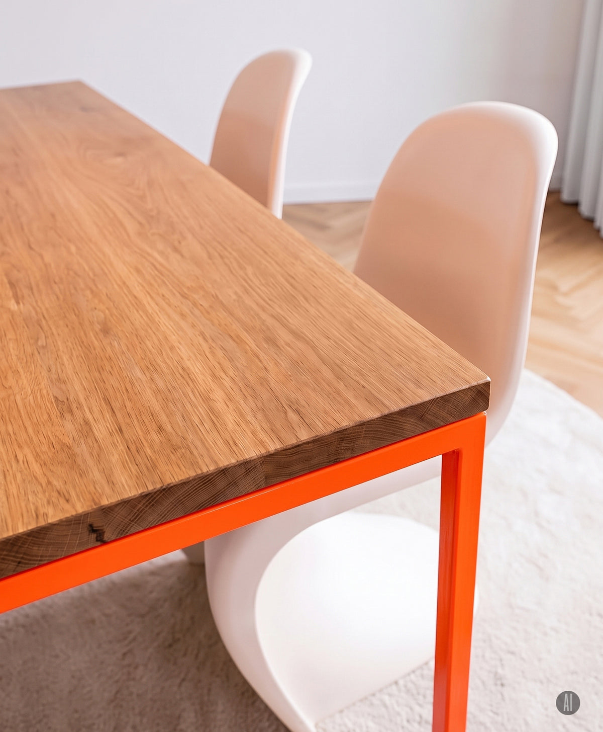 Tisch Massivholz & Stahlgestell ohne Mittelstrebe TALON