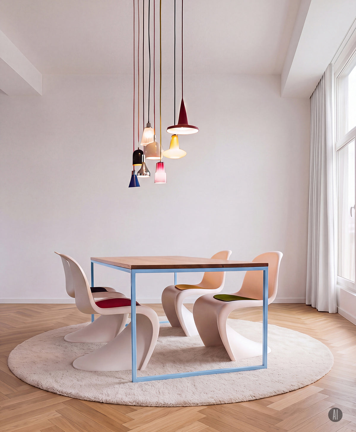 Tisch Massivholz & Stahlgestell ohne Mittelstrebe TALON