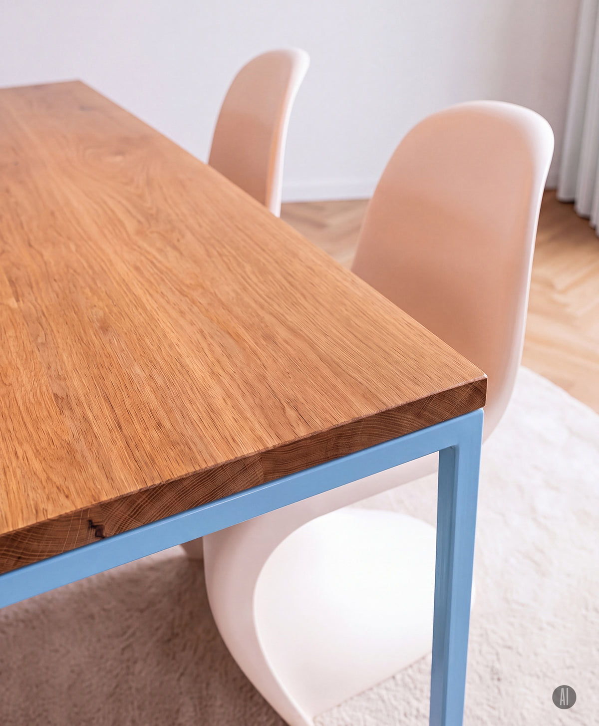 Tisch Massivholz & Stahlgestell ohne Mittelstrebe TALON