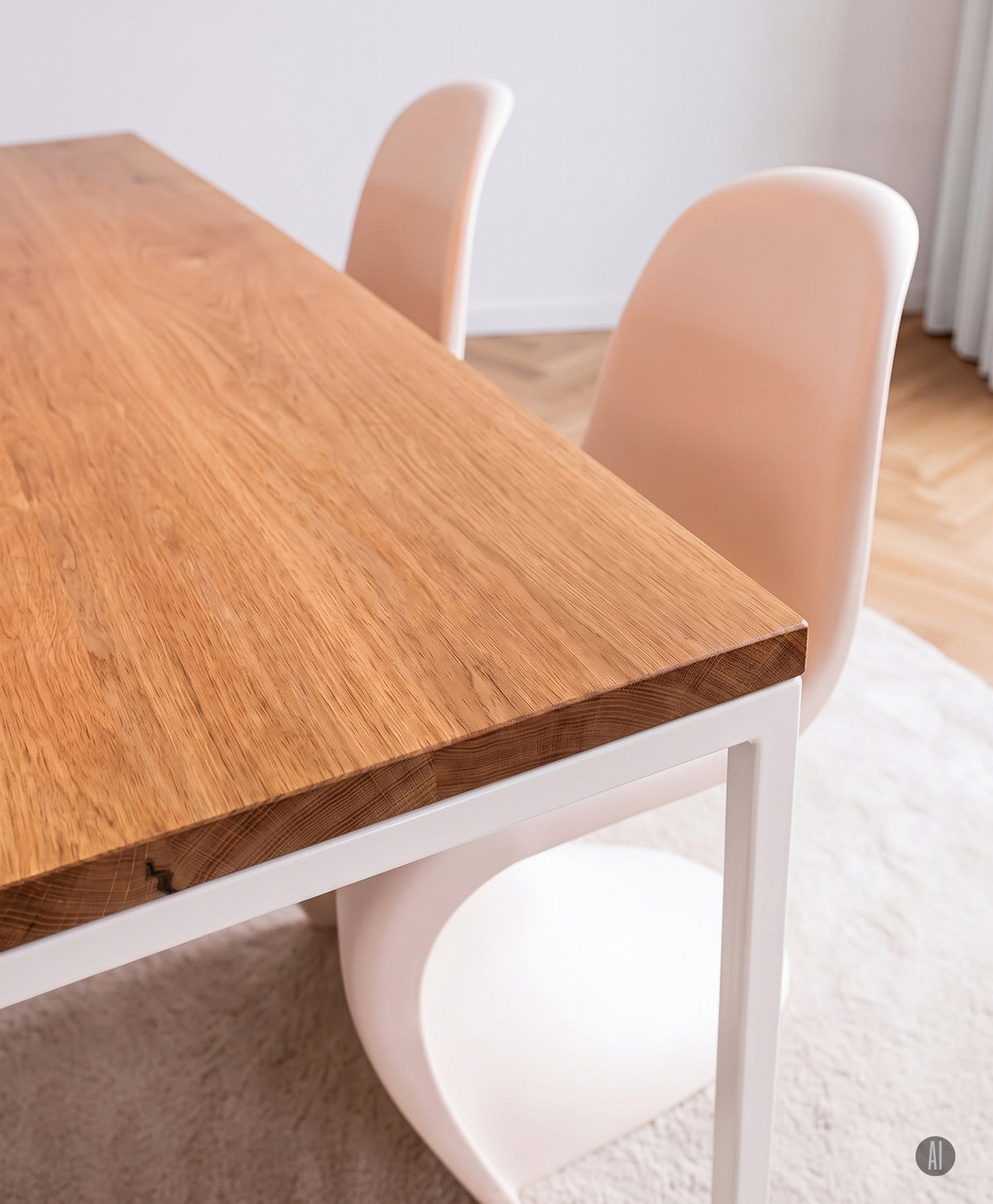 Tisch Massivholz & Stahlgestell ohne Mittelstrebe TALON