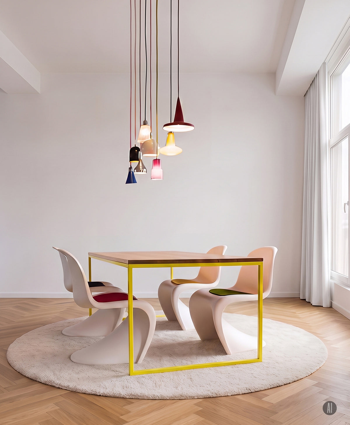 Tisch Massivholz & Stahlgestell ohne Mittelstrebe TALON