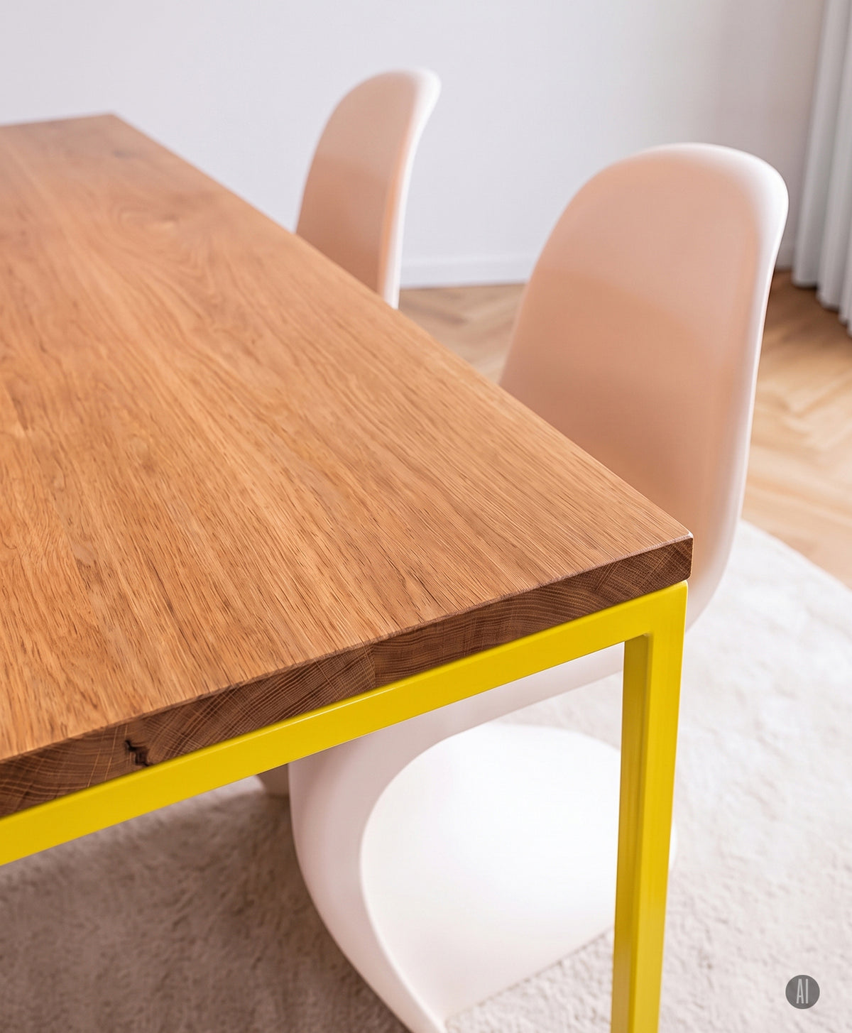 Tisch Massivholz & Stahlgestell ohne Mittelstrebe TALON