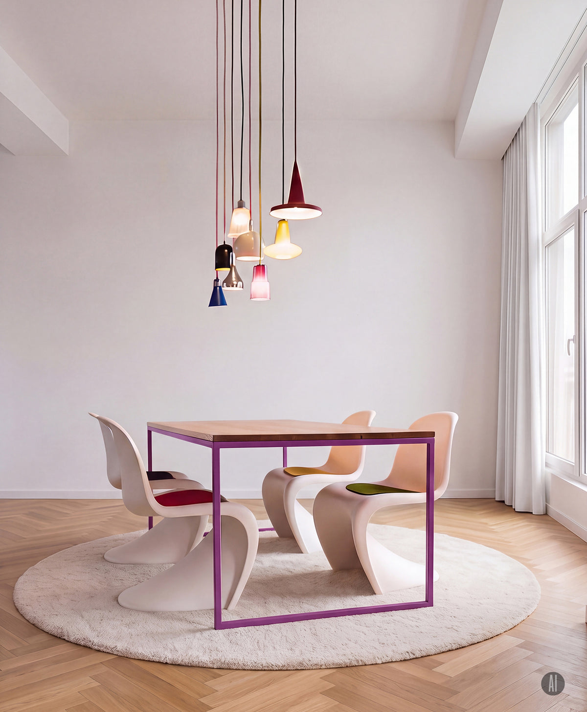 Tisch Massivholz & Stahlgestell ohne Mittelstrebe TALON