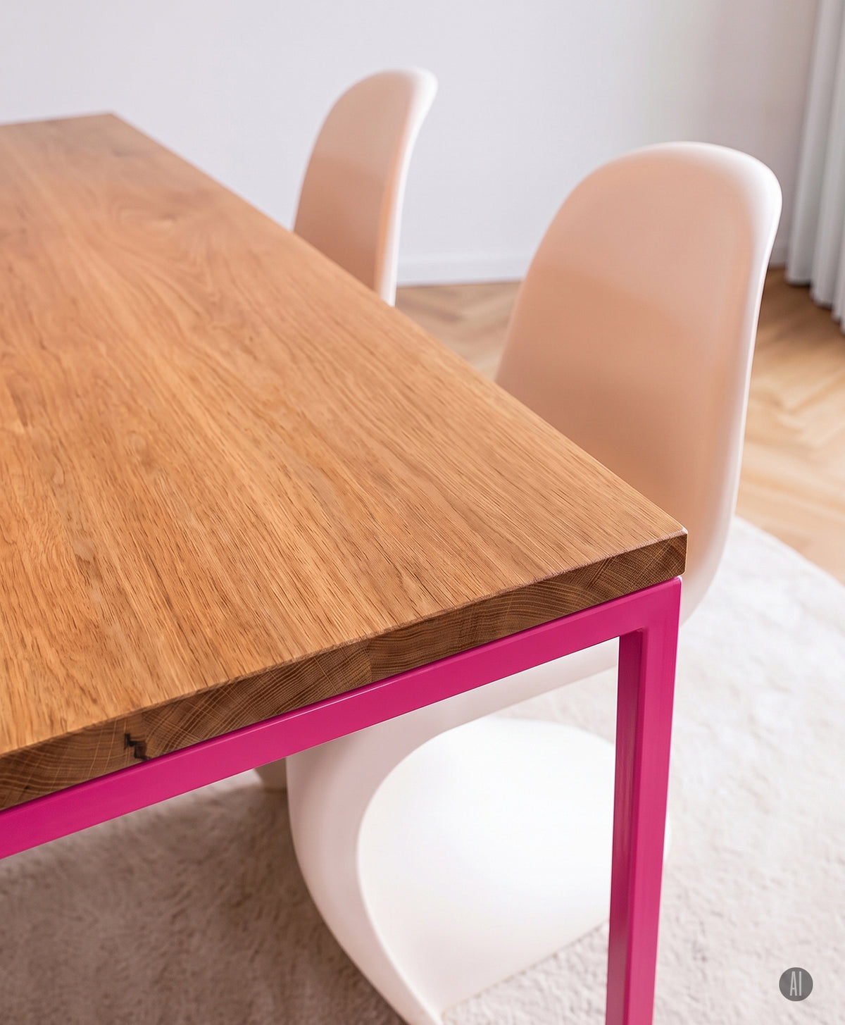 Tisch Massivholz & Stahlgestell ohne Mittelstrebe TALON