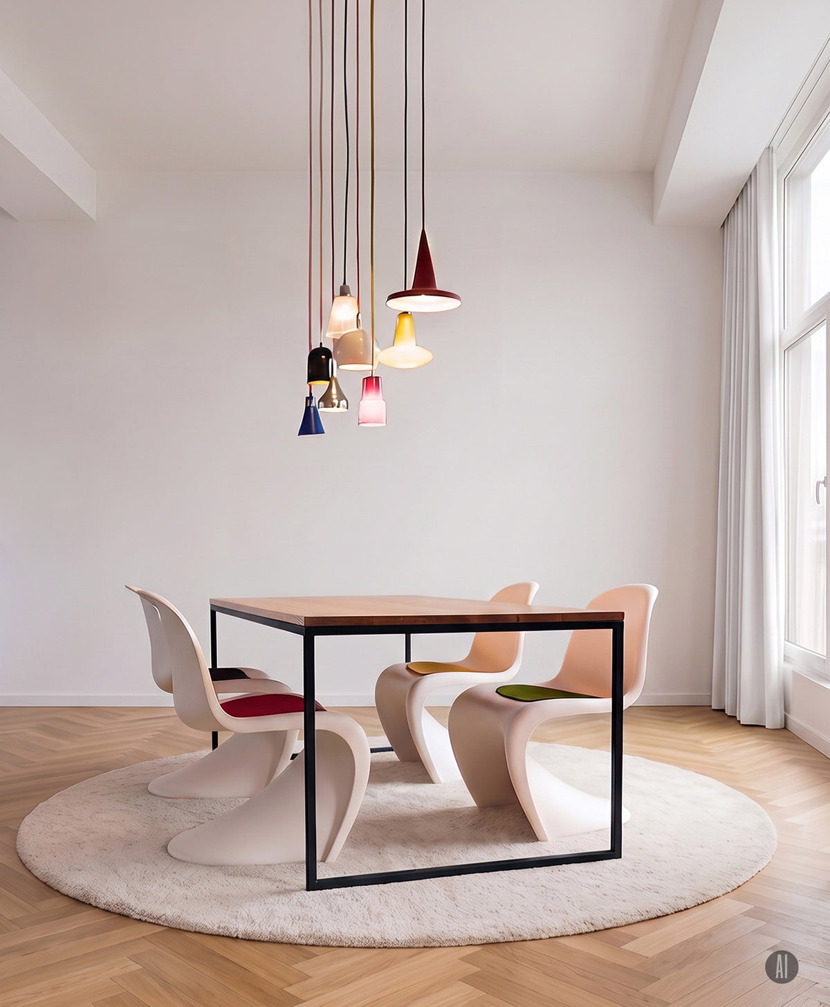 Tisch Massivholz & Stahlgestell ohne Mittelstrebe TALON