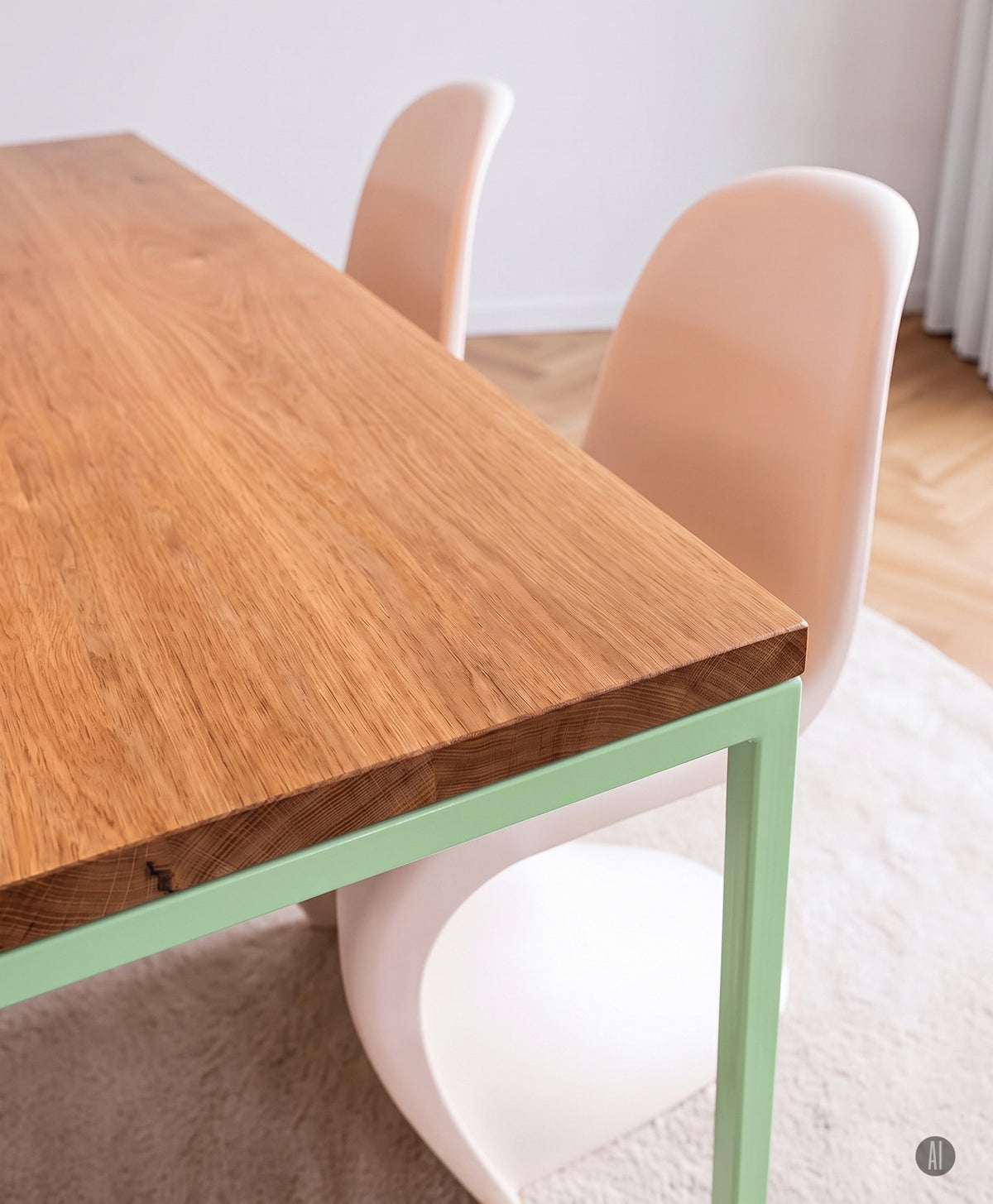 Tisch Massivholz & Stahlgestell ohne Mittelstrebe TALON