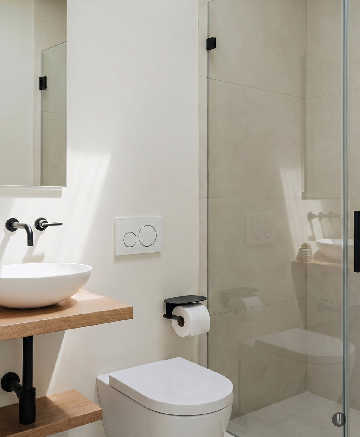 Toilettenpapierhalter ohne Bohren ORBI mit Ablage