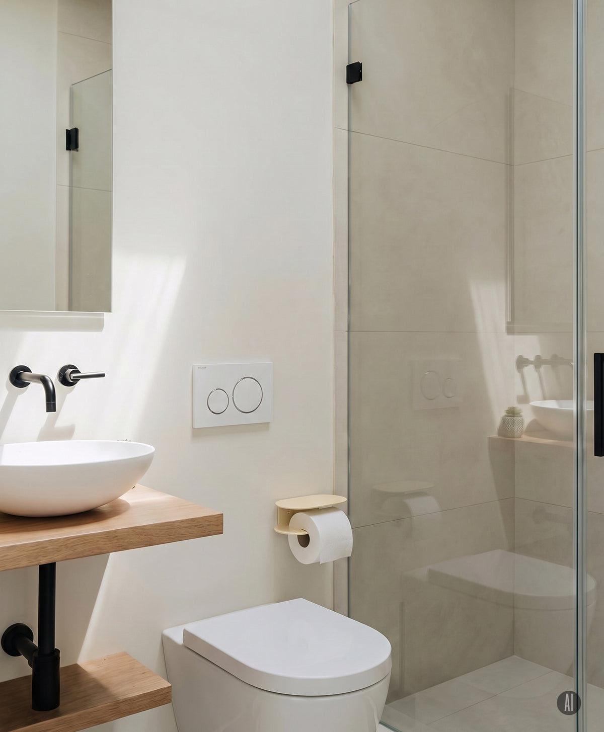 Toilettenpapierhalter ohne Bohren ORBI mit Ablage