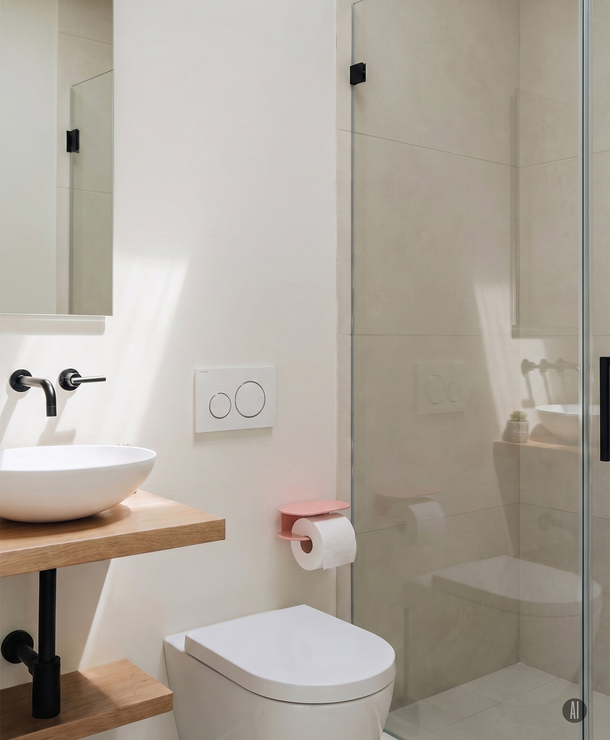 Toilettenpapierhalter ohne Bohren ORBI mit Ablage