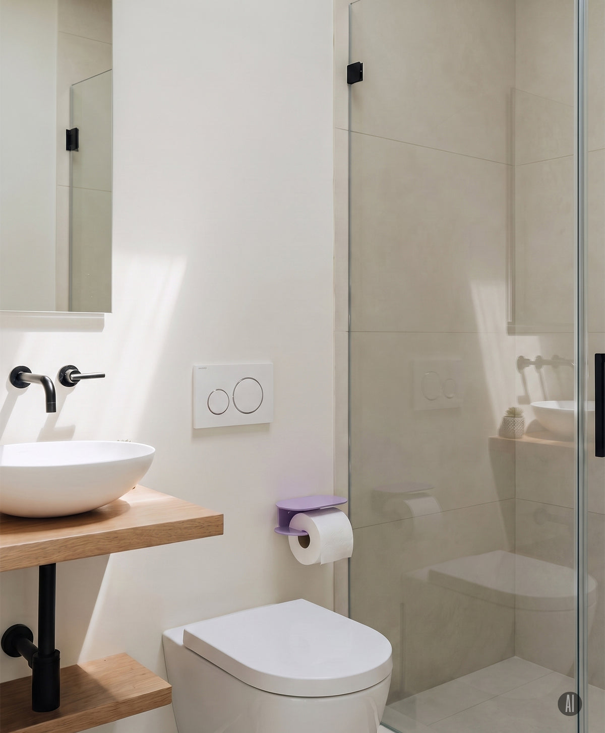 Toilettenpapierhalter ohne Bohren ORBI mit Ablage