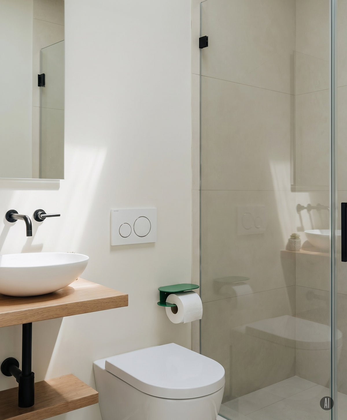 Toilettenpapierhalter ohne Bohren ORBI mit Ablage