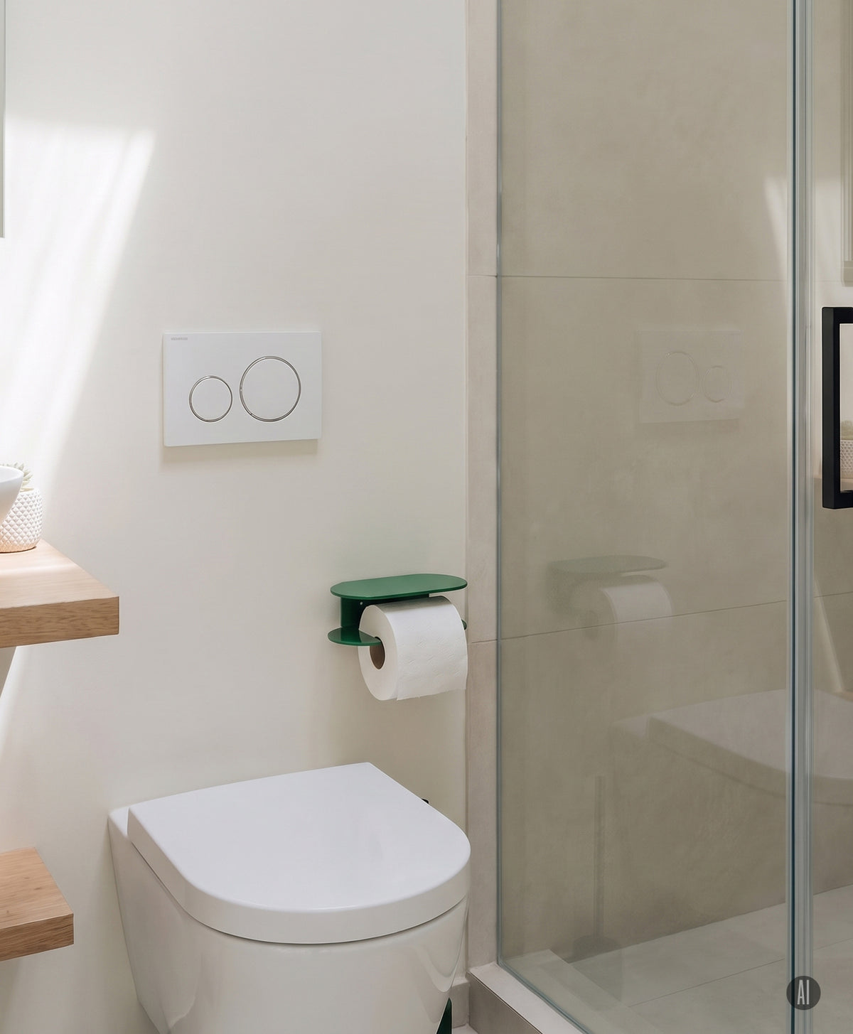 Toilettenpapierhalter ohne Bohren ORBI mit Ablage