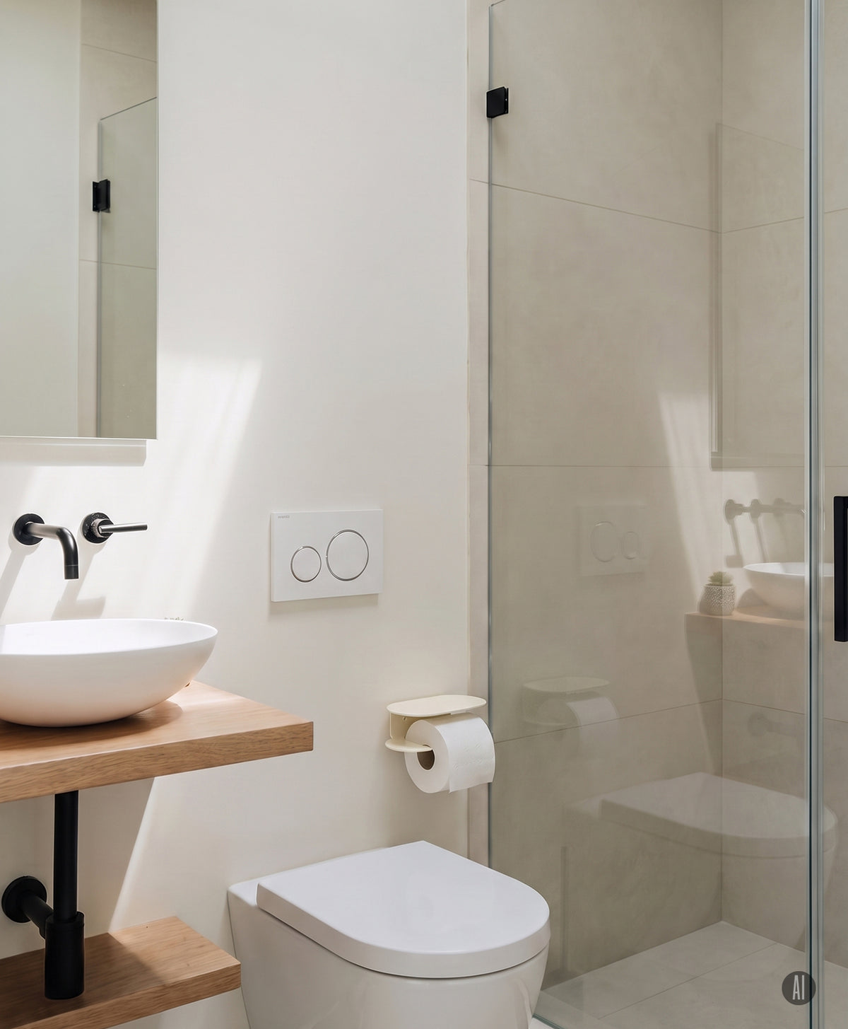 Toilettenpapierhalter ohne Bohren ORBI mit Ablage