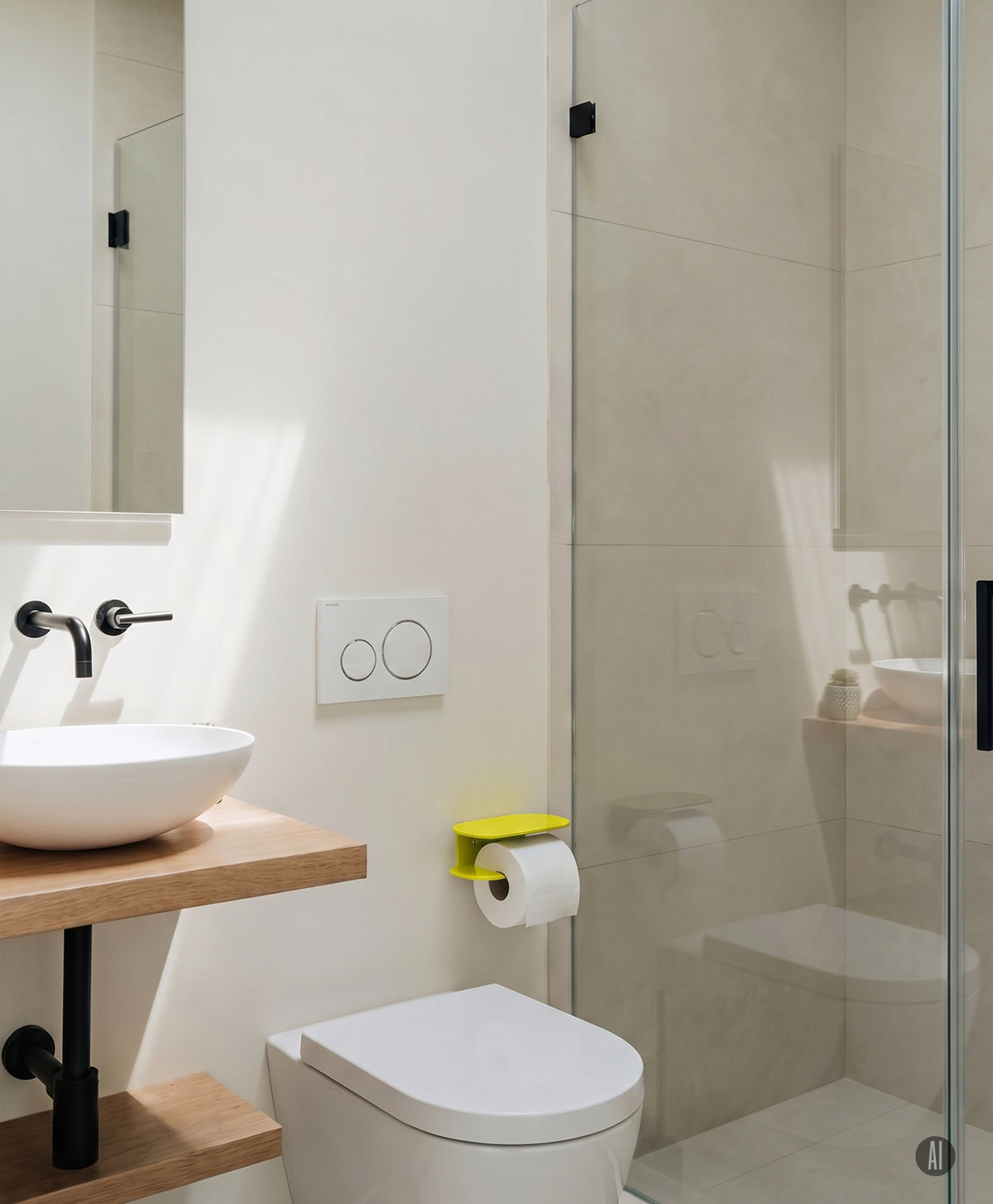 Toilettenpapierhalter ohne Bohren ORBI mit Ablage