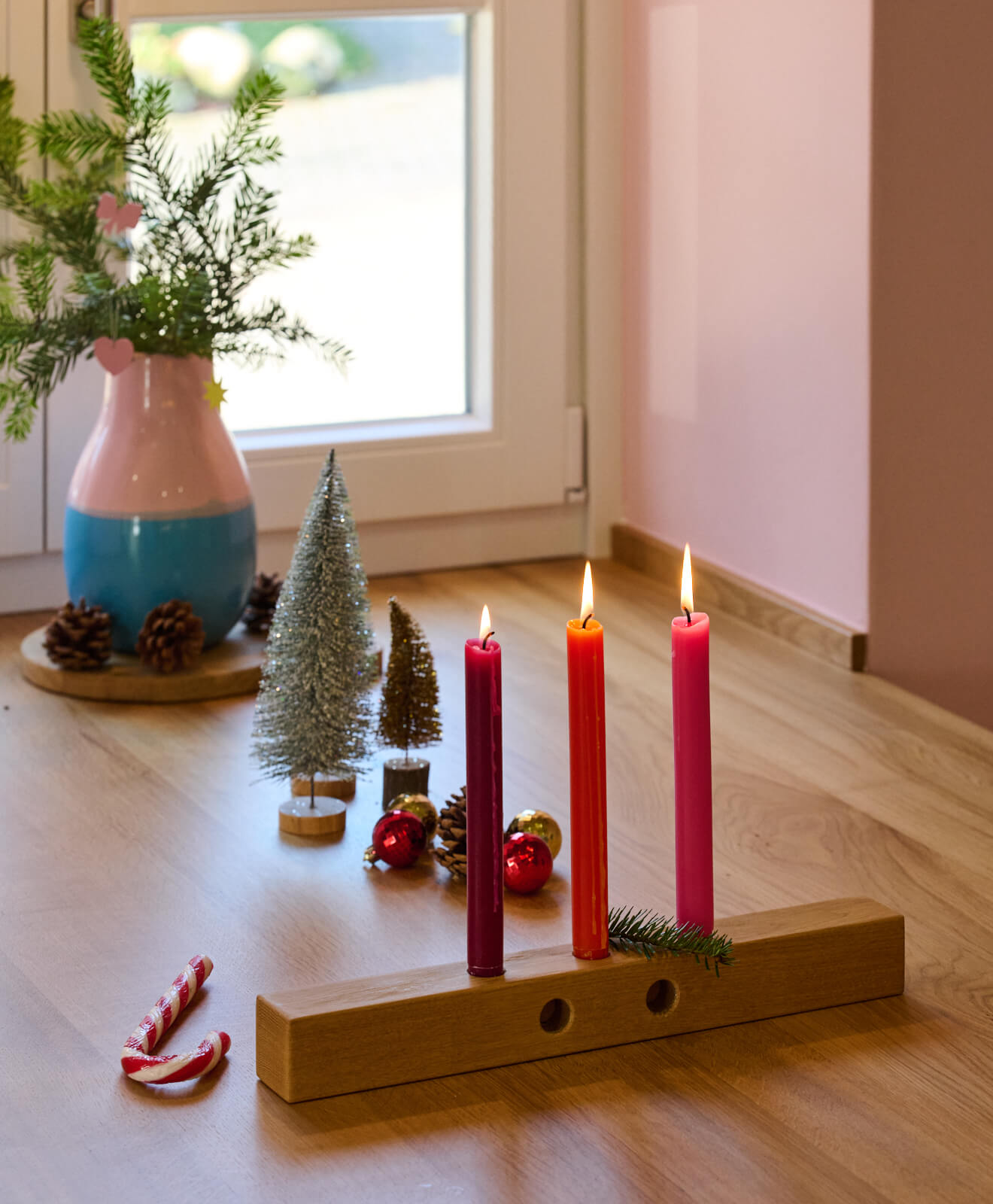 Adventskranz Holz Kerzenständer "Kawentskranz"