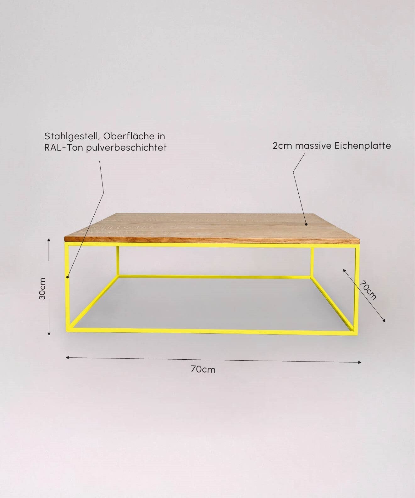 Couchtisch Holz & Metall LAUMALOCHER von Kawentsmann - Infobild mit Maßen & Details