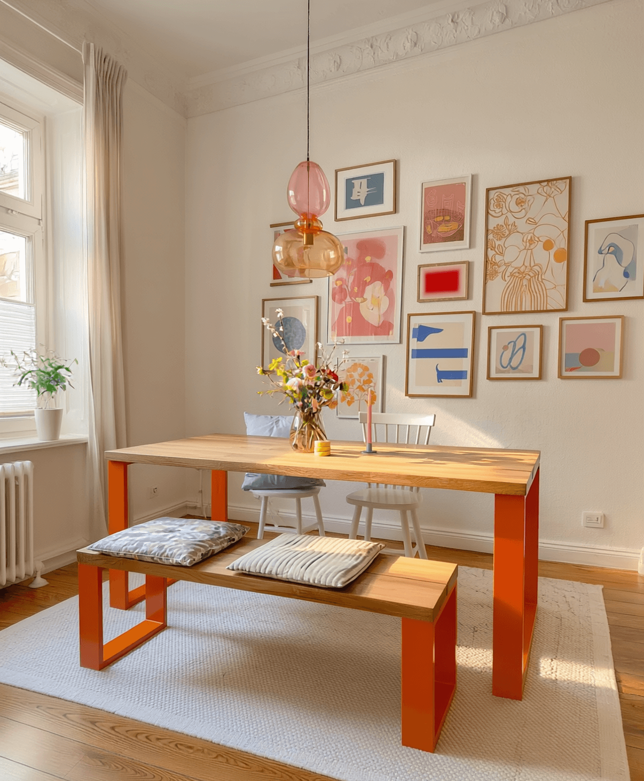 Esstisch Massivholz & Stahlgestell PANIBENGEL - Moodbild im Esszimmer