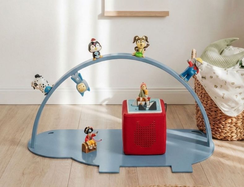 Regal für die Toniebox Nilpferd in Blau im Kinderzimmer