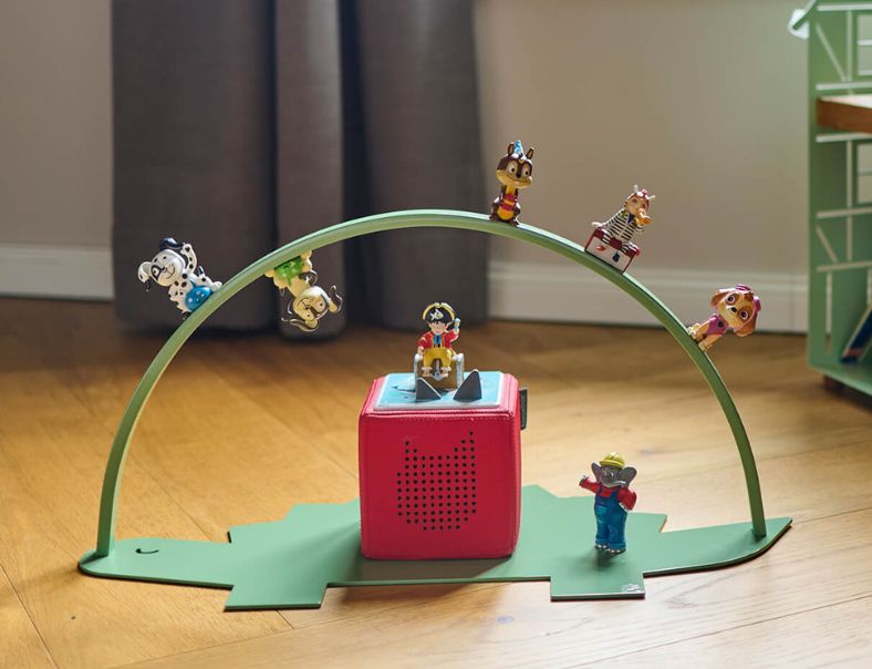 Regal für die Toniebox Dino in Blassgrün im Kinderzimmer