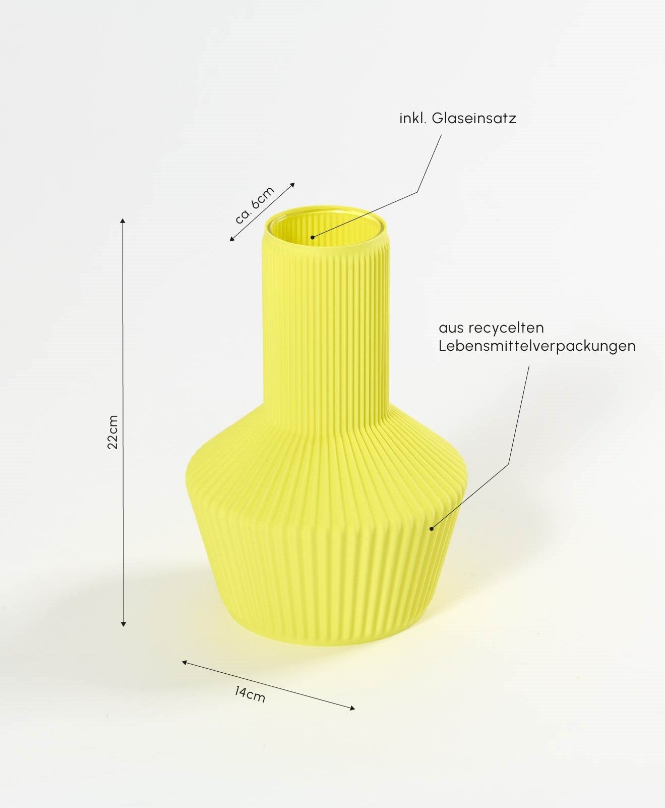 Vase 3D Druck von Kawentsmann LIV - Infobild mit Maßen & Details