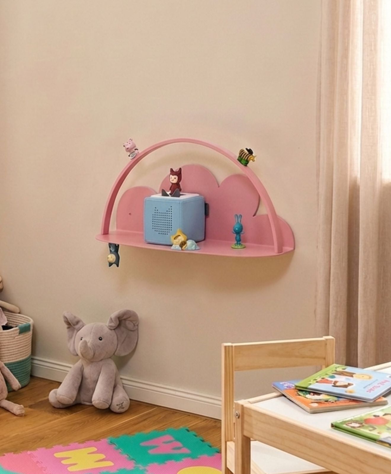 Wand-Regal für die Toniebox Wolke Hellrosa im Kinderzimmer